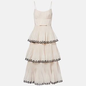 Zimmermann NWOt Embroidered bustier dress in Cream and Black Layered Midi Dress